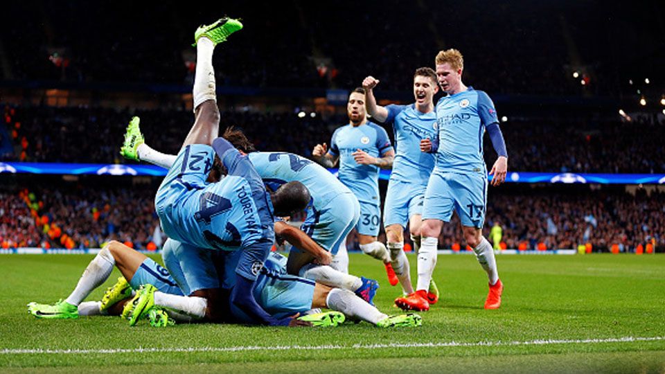 Selebrasi pemain Manchester City. Copyright: &copy; Paul Keevil/Action Plus via Getty Images